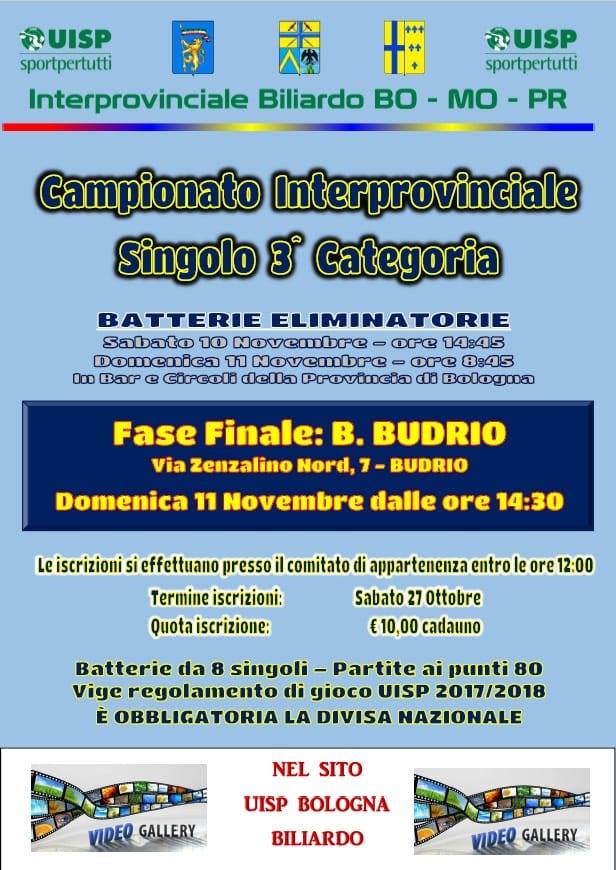 Campionato interprovinciale singolo 3^categoria